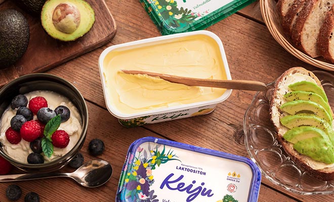 Keiju Laktoositon rasia, lisäaineet ovat välttämättömiä margariinin hyvän rakenteen ja säilyvyyden takaamiseksi